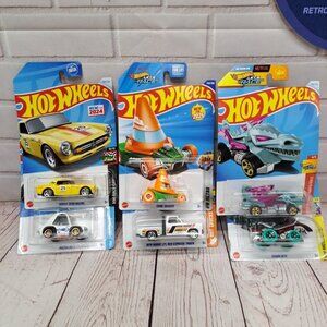 Hot Wheels Mixed Die Cast Lot Of 6, Mazda, Honda, Cone, Dodge, Dinosaurs Sealed